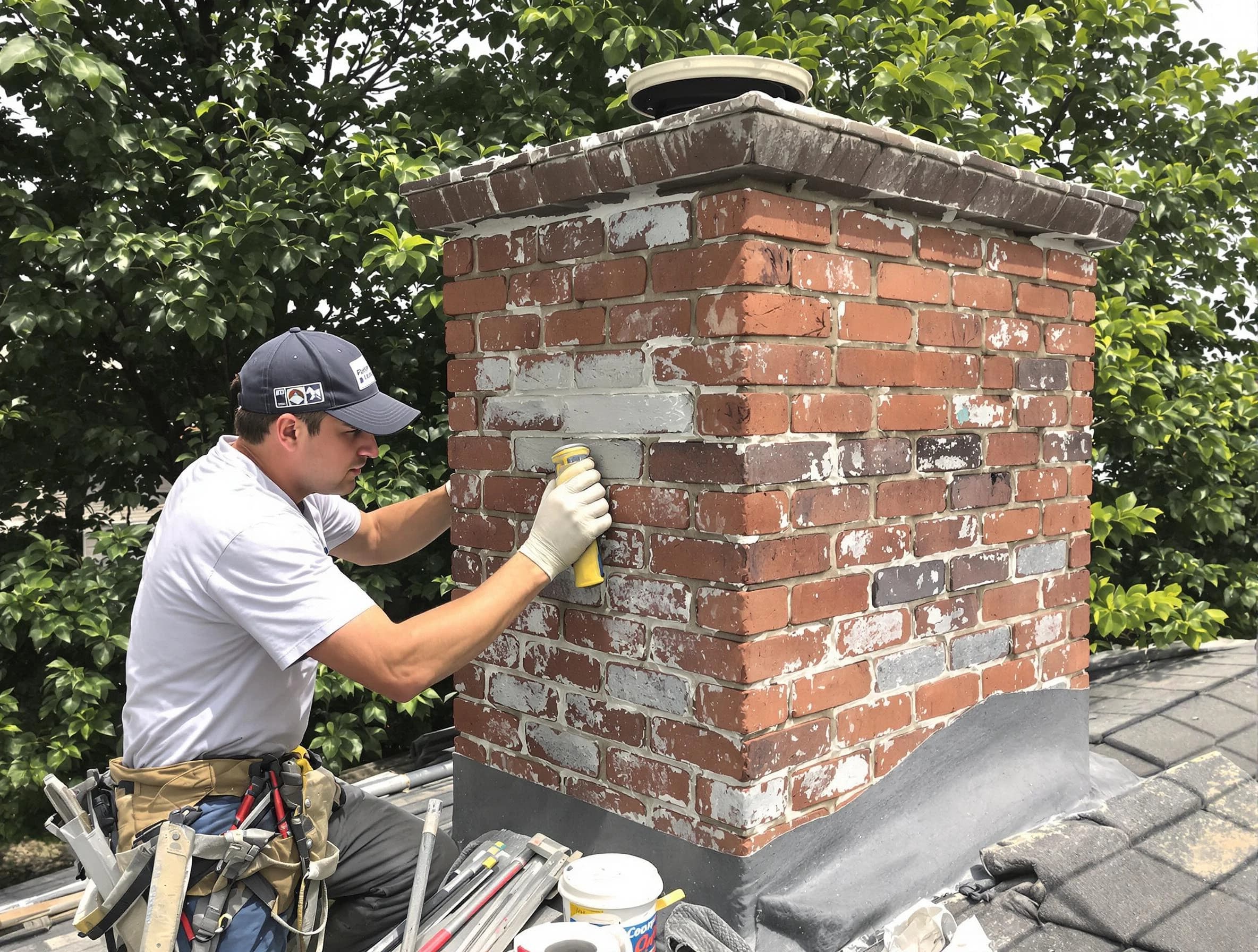 Plum Chimney Sweep restoring an aging chimney in Plum, PA