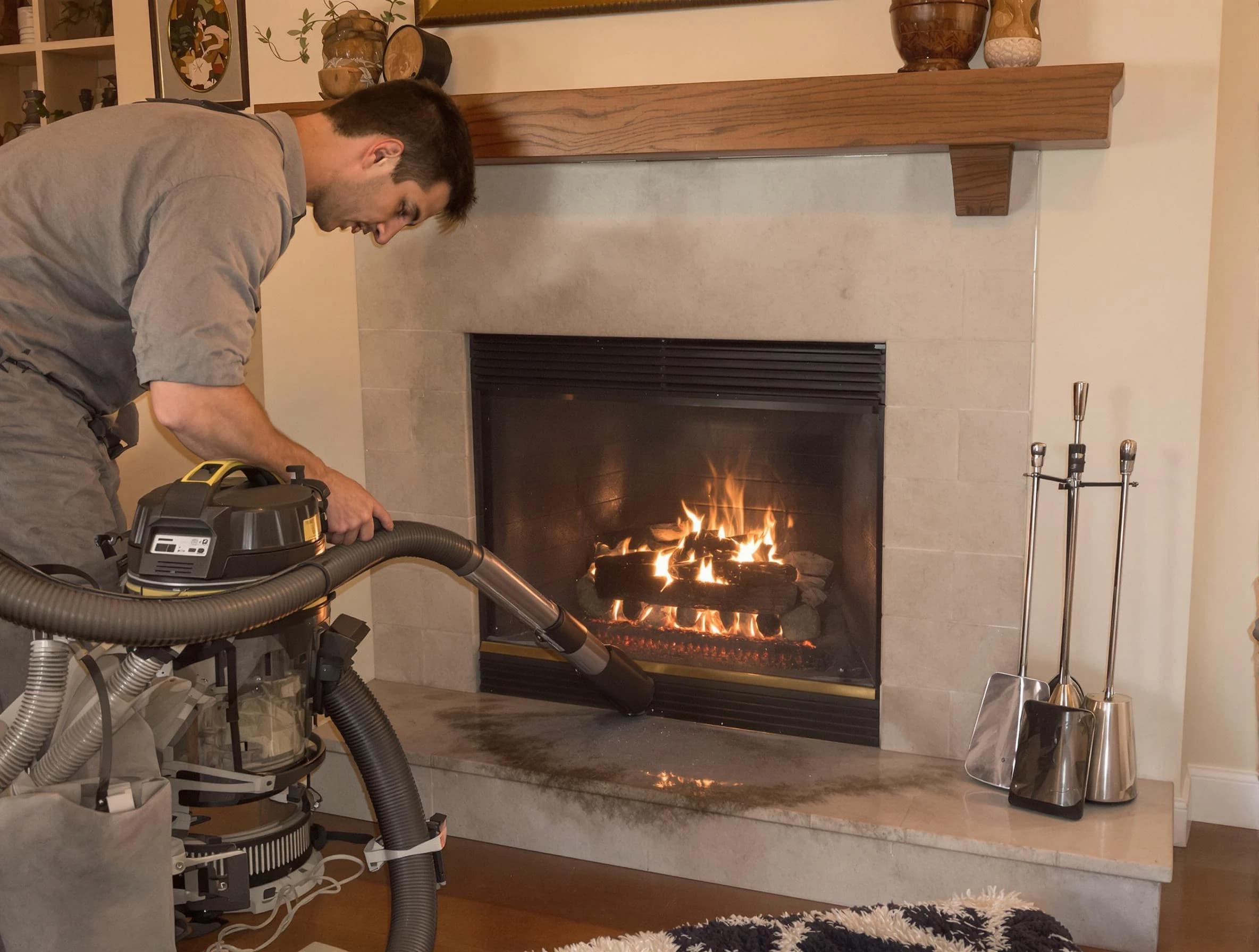 Routine fireplace upkeep by Plum Chimney Sweep in Plum, PA