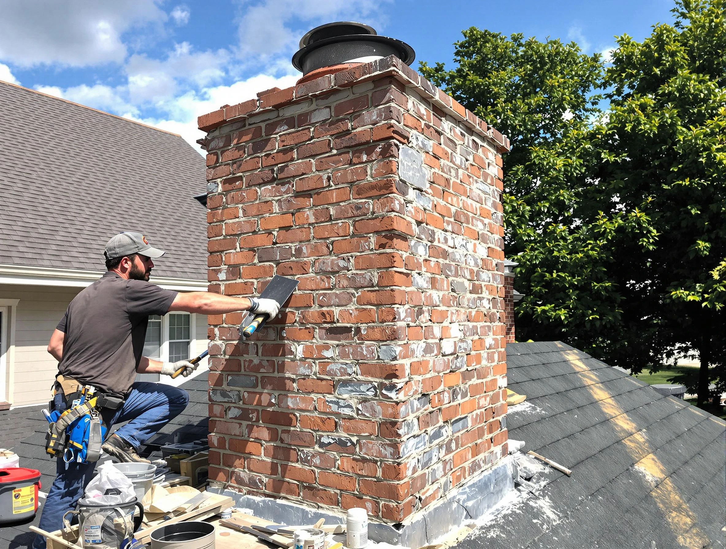 Completed chimney rebuild by Plum Chimney Sweep in Plum, PA