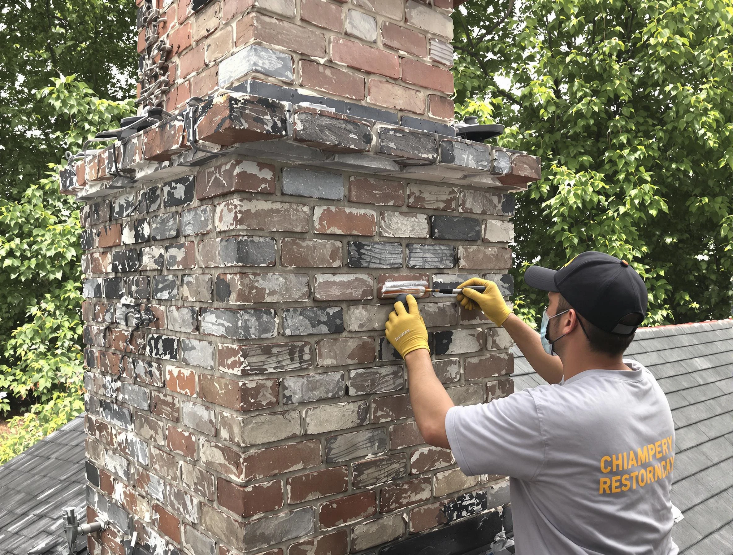 In-progress chimney restoration by Plum Chimney Sweep in Plum, PA