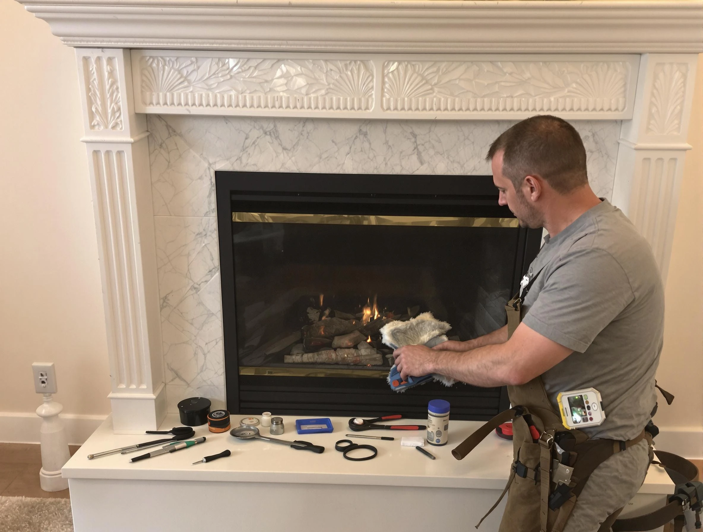 Plum Chimney Sweep performing fireplace maintenance in Plum, PA